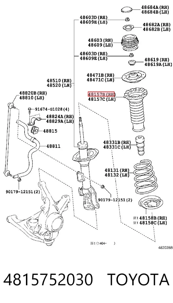 Fuelle, amortiguador delantero 4815752030 Toyota