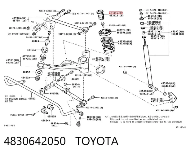 Tope de amortiguador trasero 4830642050 Toyota