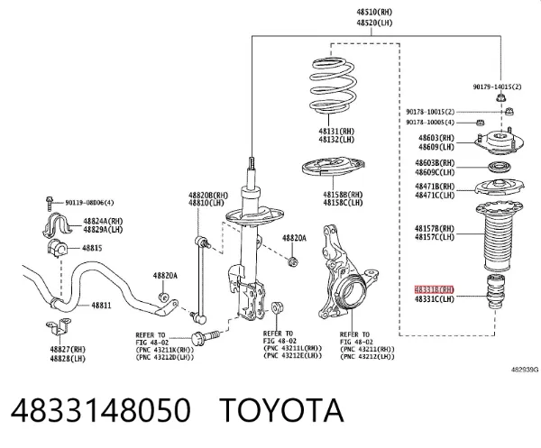 Tope de amortiguador delantero 4833148050 Toyota
