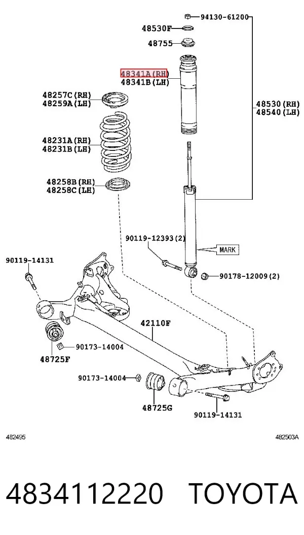 Guardapolvo amortiguador trasero 4834112220 Toyota