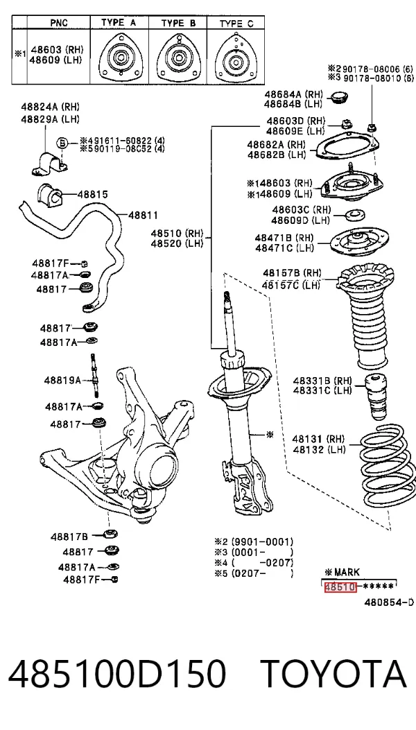 Amortiguador 485100D150 Toyota