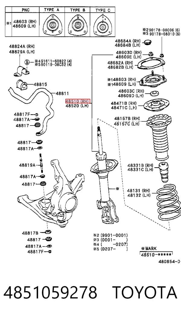 Amortiguador 4851059278 Toyota