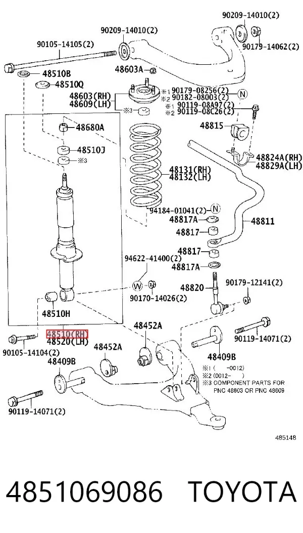 Amortiguador 4851069086 Toyota