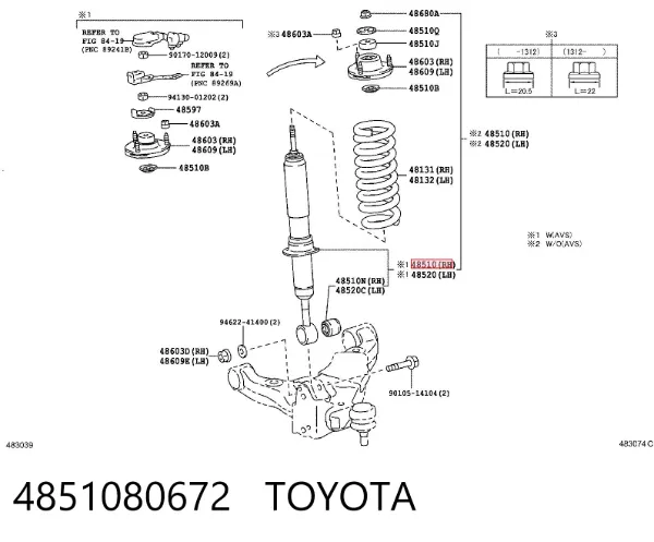 Amortiguador 4851080672 Toyota