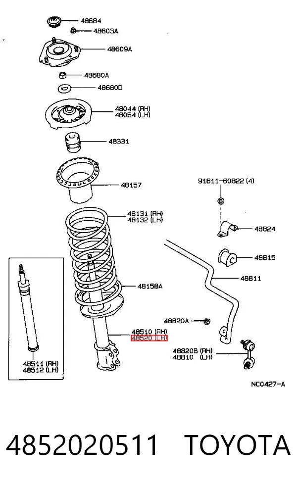 Amortiguador 4852020511 Toyota