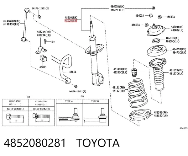 Amortiguador delantero izquierdo 4852080281 Toyota