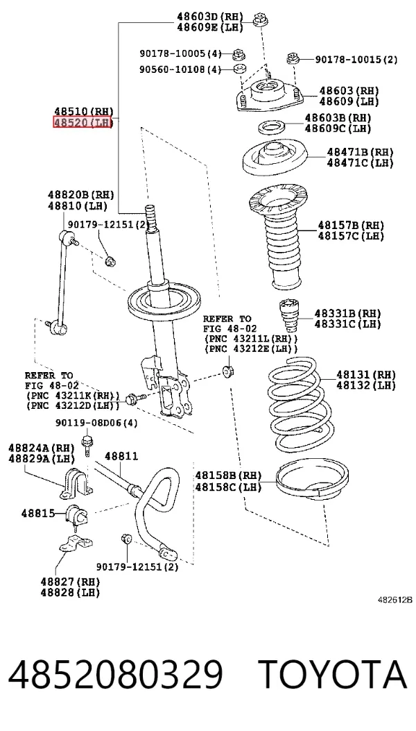 Amortiguador delantero izquierdo 4852080329 Toyota
