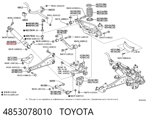 Amortiguador trasero 4853078010 Toyota