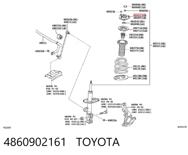 Soporte del amortiguador delantero 4860902161 Toyota