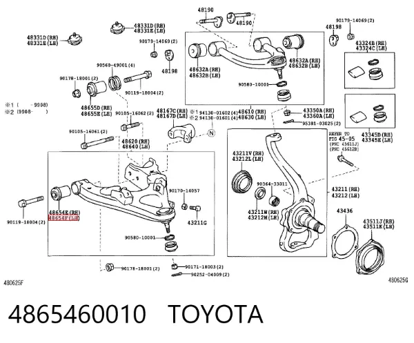 Silentblock del brazo de suspensión 4865460010 Toyota