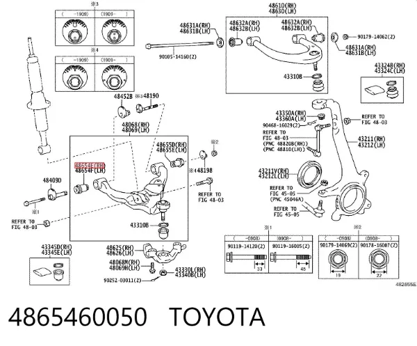 Silentblock del brazo de suspensión 4865460050 Toyota
