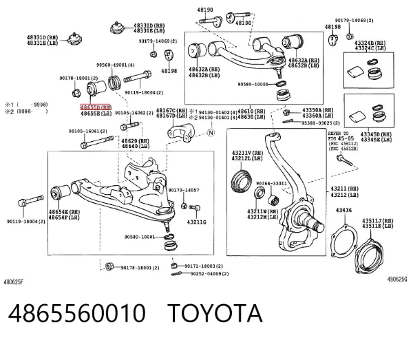 Silentblock del brazo de suspensión 4865560010 Toyota