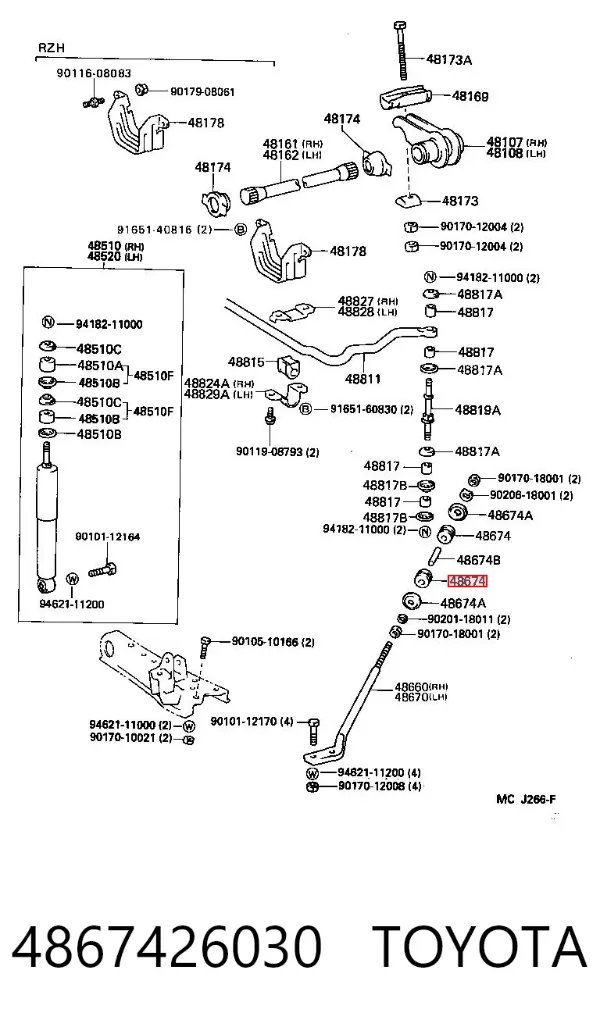 Buje de la barra tensora del brazo inferior delantero 4867426030 Toyota