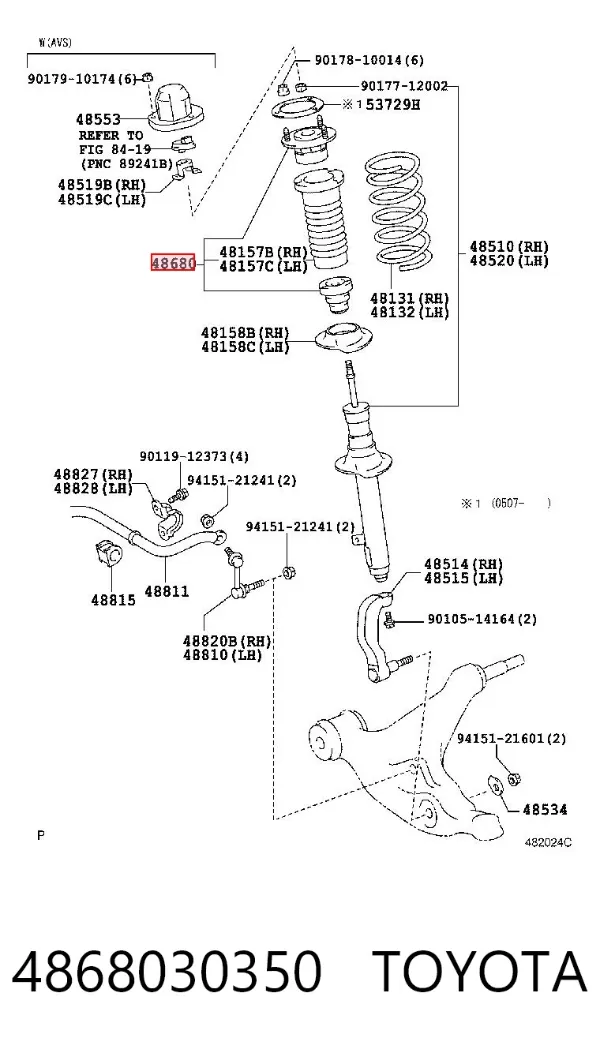 Soporte del amortiguador delantero 4868030350 Toyota