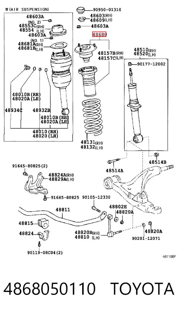 Soporte del amortiguador delantero 4868050110 Toyota