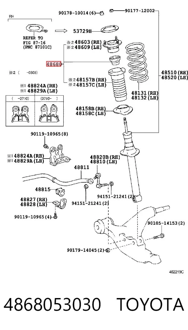 Soporte del amortiguador delantero 4868053030 Toyota