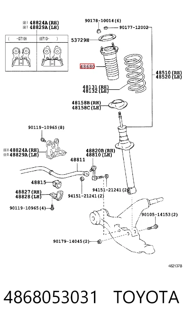 Soporte del amortiguador delantero 4868053031 Toyota