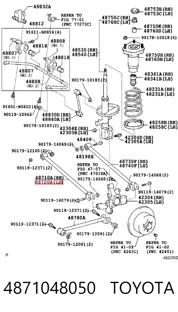 Barra transversal de la suspensión trasera 4871048050 Toyota