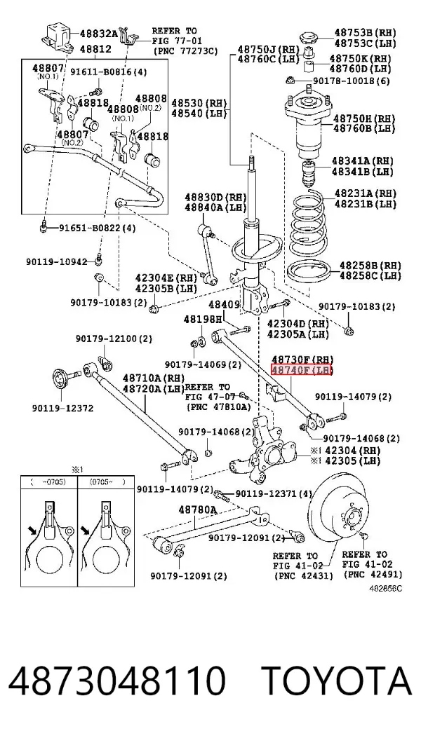 Barra transversal de la suspensión trasera 4873048110 Toyota