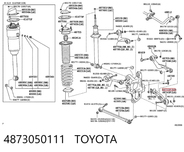 Brazo transversal de suspensión trasera 4873050111 Toyota