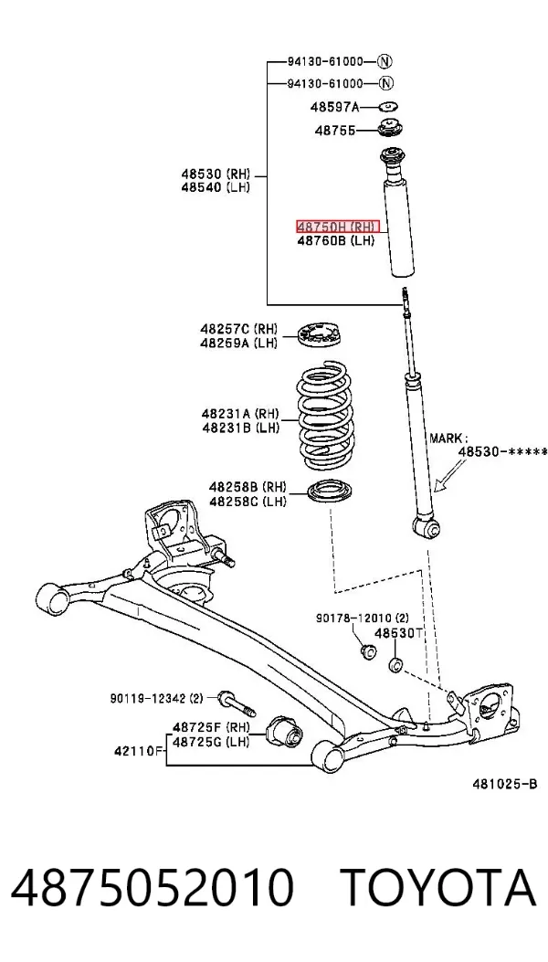 Tope de amortiguador trasero y guardapolvo 4875052010 Toyota