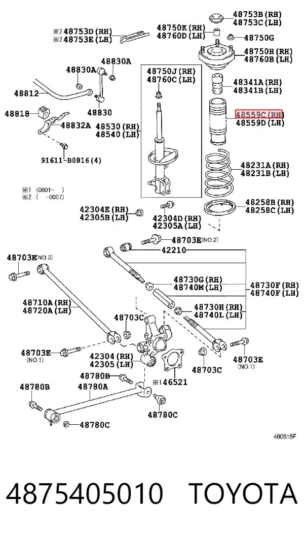 Guardapolvo amortiguador trasero 4875405010 Toyota