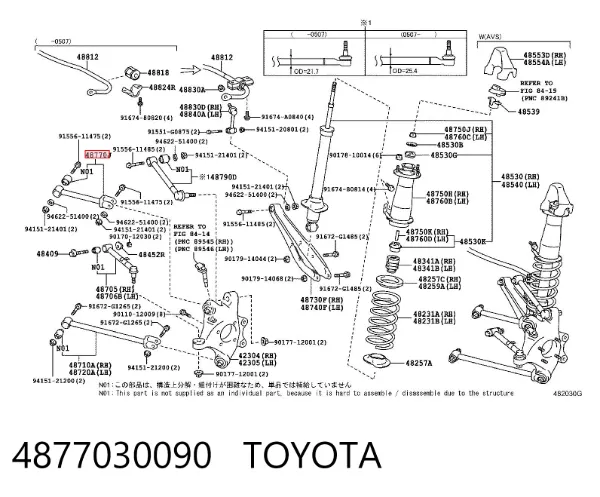 Barra transversal de la suspensión trasera 4877030090 Toyota