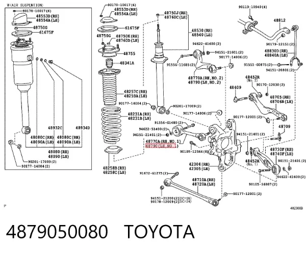 Brazo superior izquierdo de la suspensión trasera 4879050080 Toyota