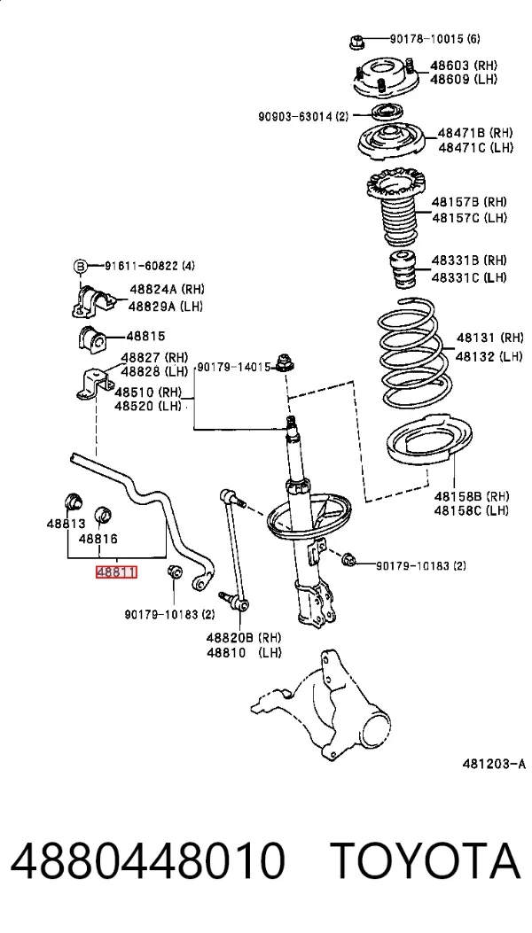 Estabilizador delantero 4880448010 Toyota