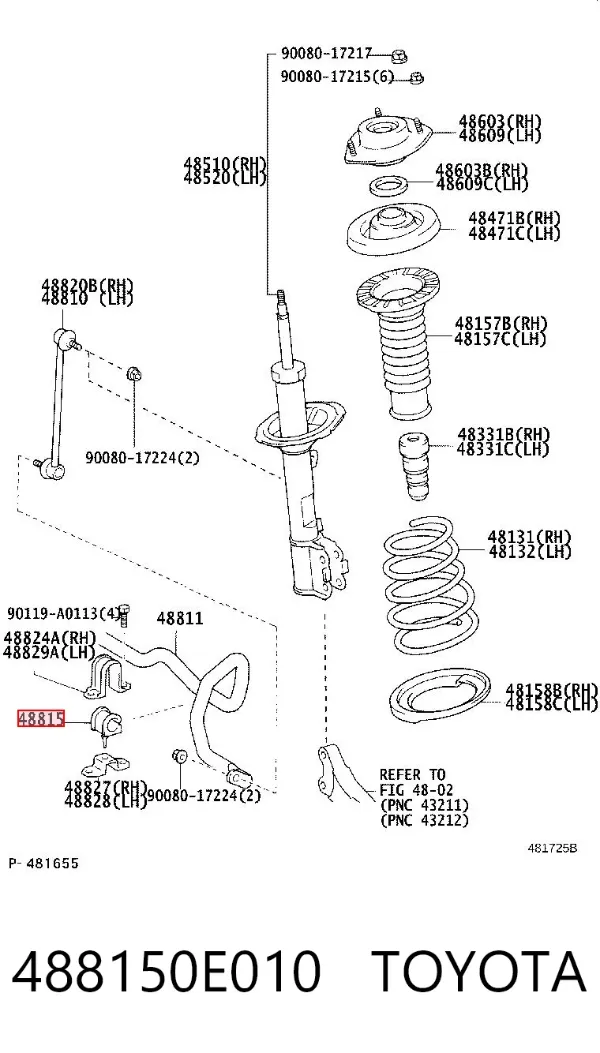 Buje de barra estabilizadora delantera 488150E010 Toyota