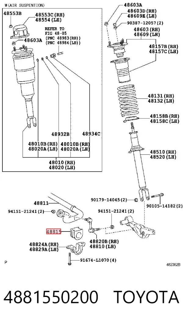Buje de barra estabilizadora delantera 4881550200 Toyota