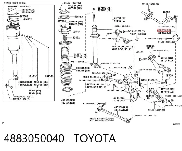 Bieleta estabilizadora trasera derecha 4883050040 Toyota