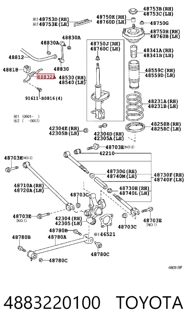 Abrazadera de sujeción de la bieleta estabilizadora trasera 4883220100 Toyota