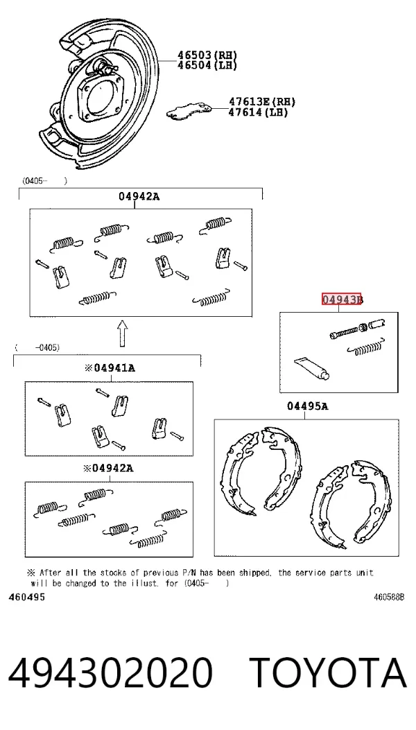 Muelle de presión de las zapatas de freno traseras 494302020 Toyota