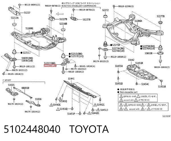 Soporte de viga delantera 5102448040 Toyota