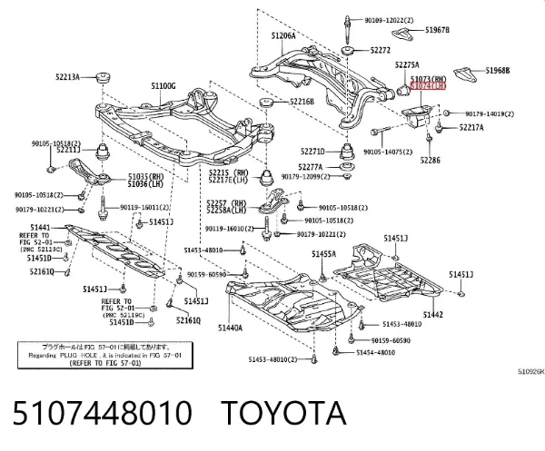 Soporte de viga trasera 5107448010 Toyota