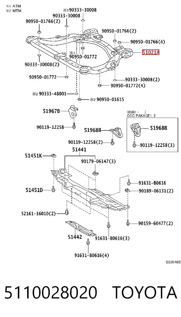 Puente delantero 5110028020 Toyota