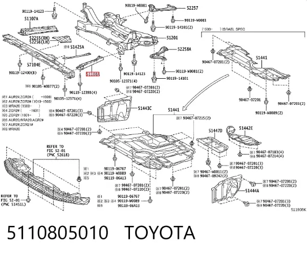 Soporte del refuerzo del parachoques delantero 5110805010 Toyota
