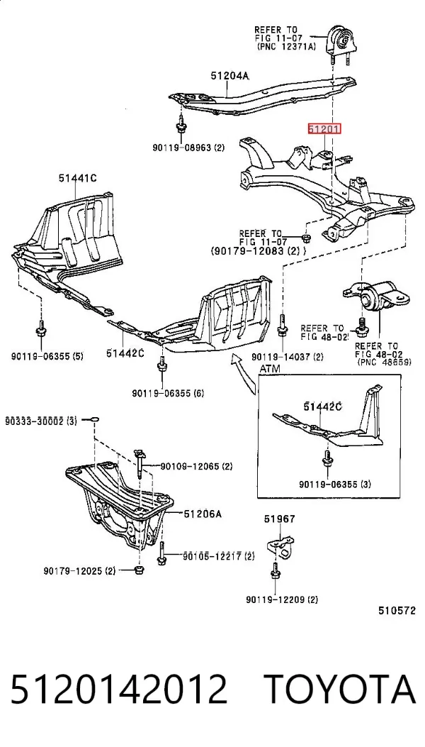 Puente delantero 5120142012 Toyota
