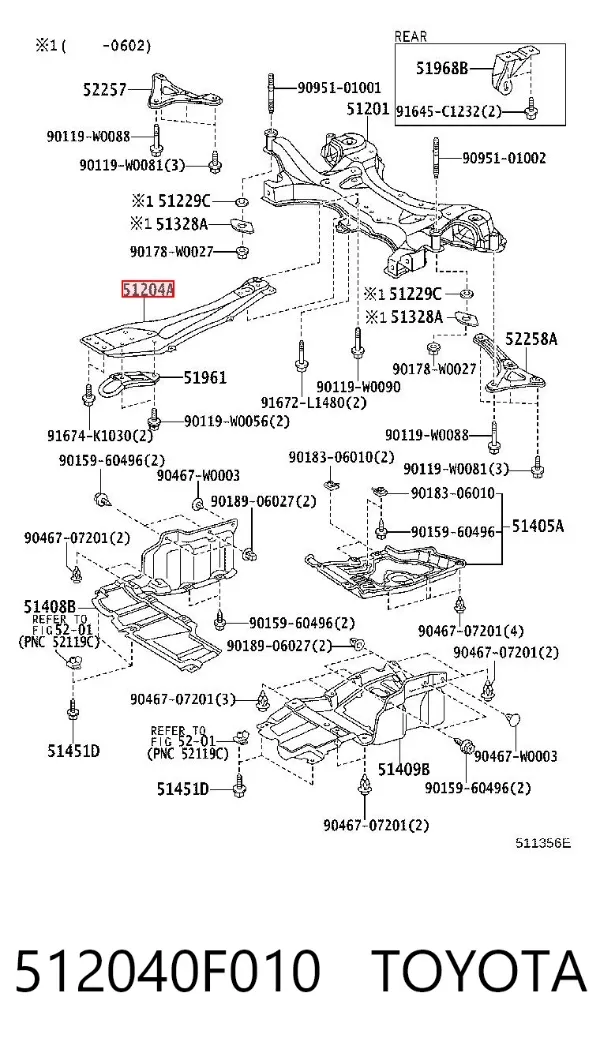 Subchasis delantero soporte motor delantero 512040F010 Toyota