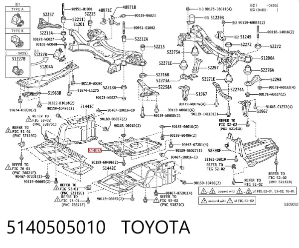 Protección motor / empotramiento 5140505010 Toyota