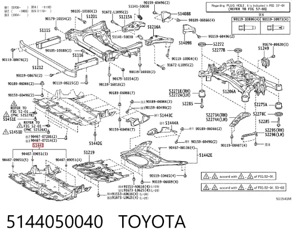 Protección delantera del motor 5144050040 Toyota