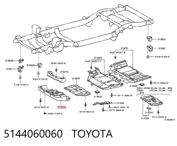 Protección motor / empotramiento 5144060060 Toyota