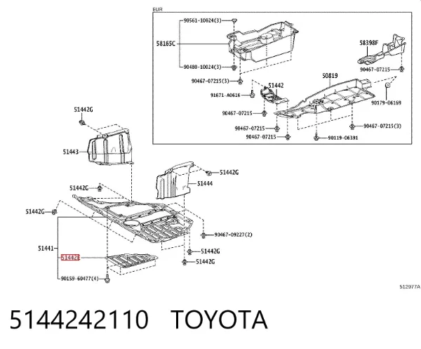 Protección trasera del motor 5144242110 Toyota