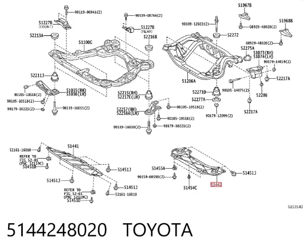 Protección trasera del motor 5144248020 Toyota