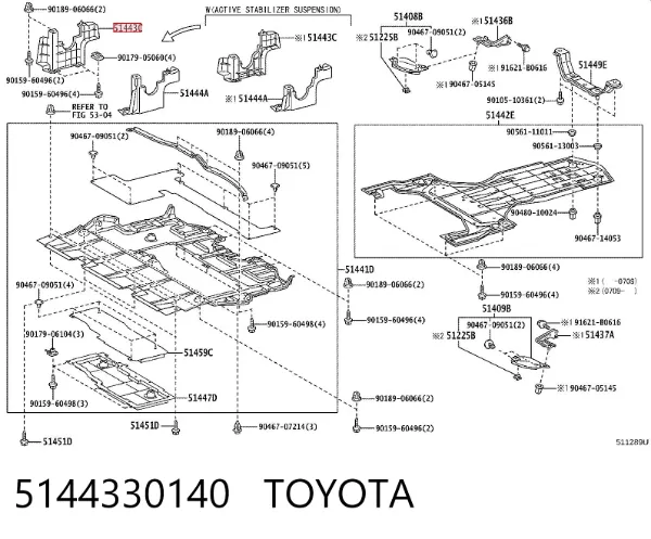Protección derecha del motor 5144330140 Toyota