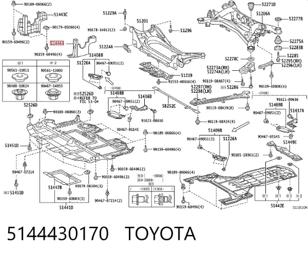Protección izquierda del motor 5144430170 Toyota