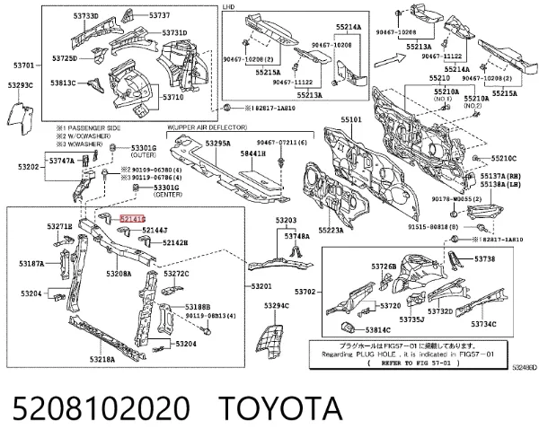 Soporte de parachoques delantero derecho 5208102020 Toyota