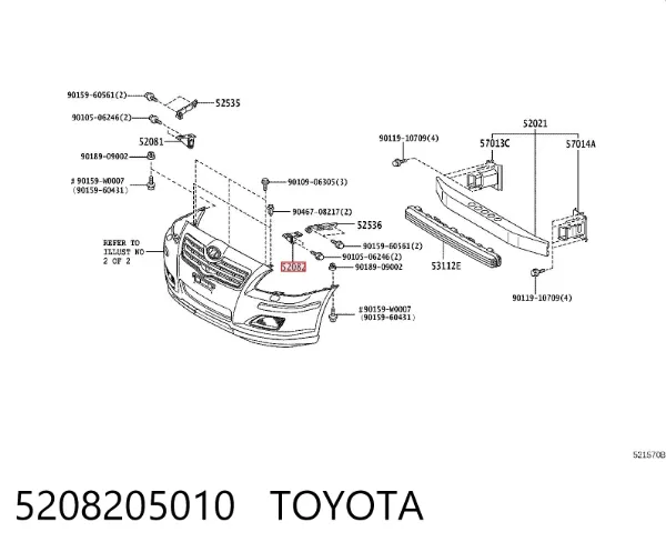 Soporte de parachoques delantero izquierdo 5208205010 Toyota