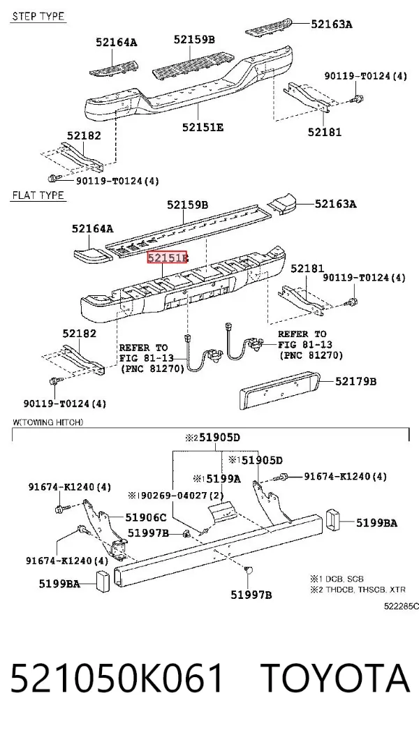Refuerzo parachoque delantero 521050K061 Toyota